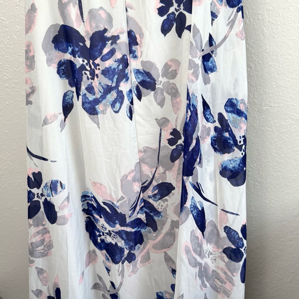 Lulus All I need blue gray floral open lace up back maxi dress S - Picture 9 of 12